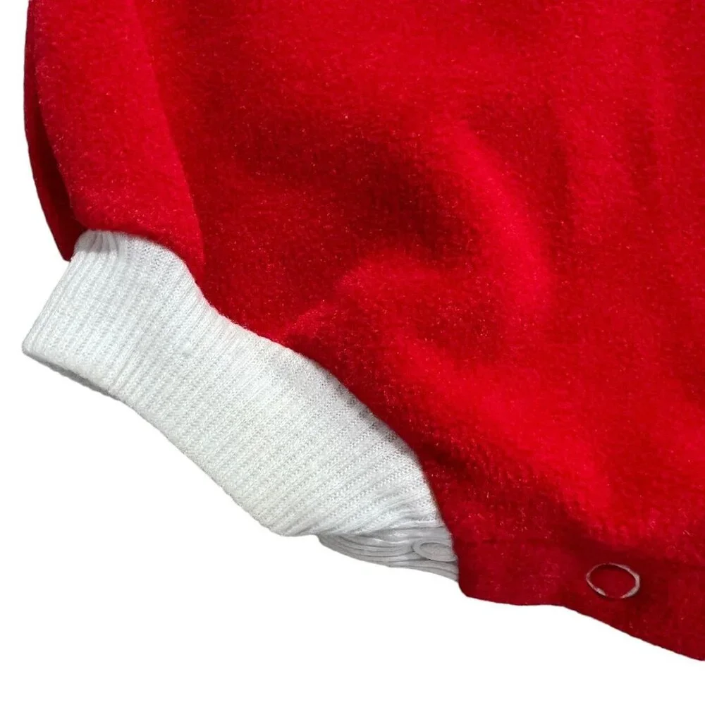 Vintage 9m Red Fleece Lamb Bubble Romper